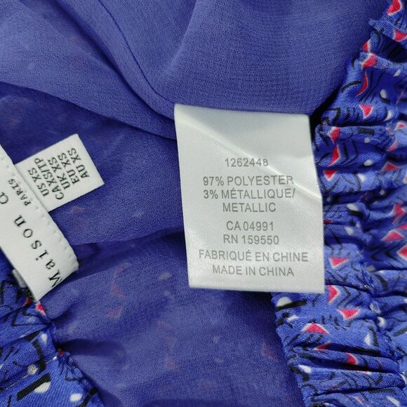 Maison d'Amour Royal Blue Pleated Midi Skirt with Geometric Pattern Size‎ XS - Picture 6 of 8